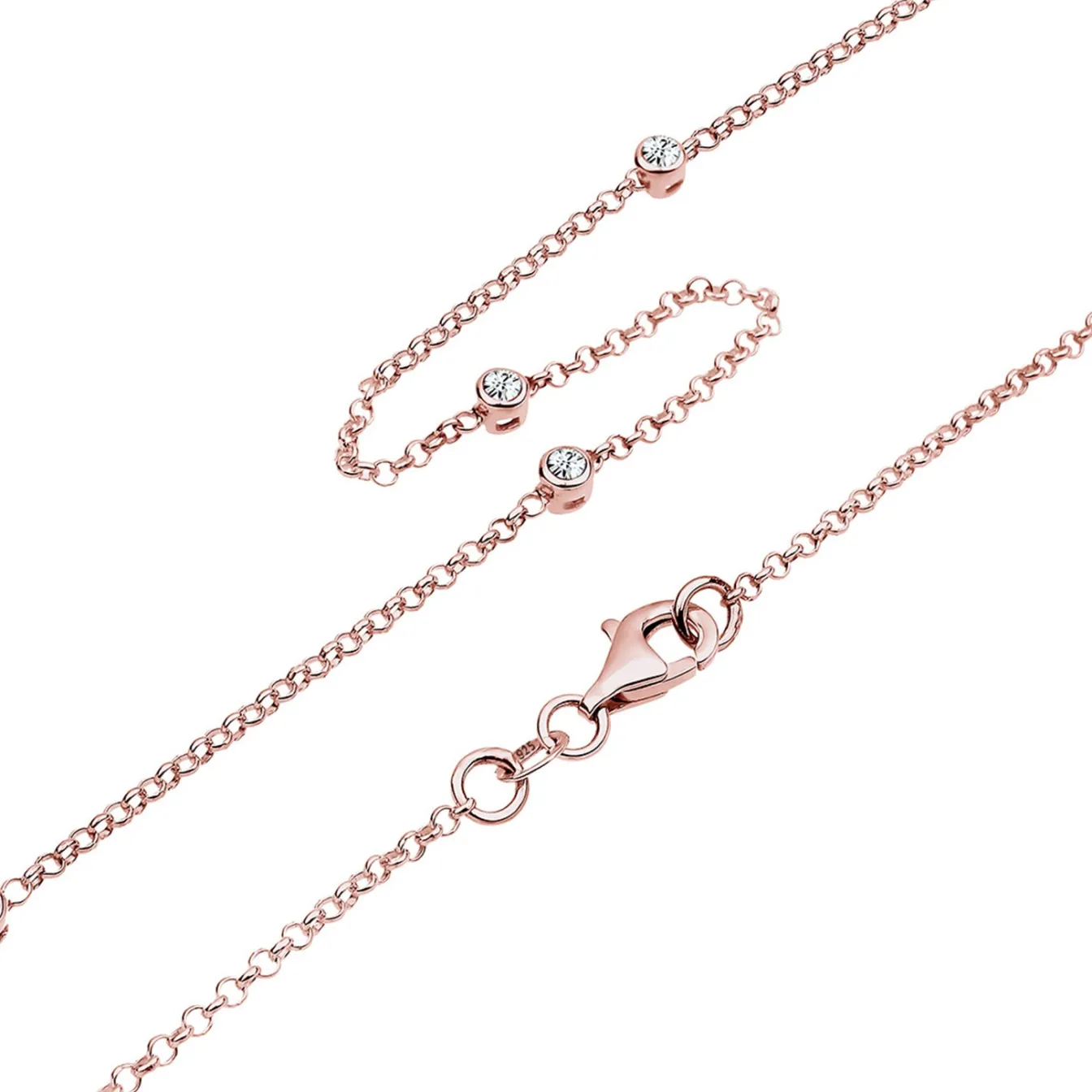 Elli "Halskette Basic | Kristalle (Weiß)< Roségold|Halsketten