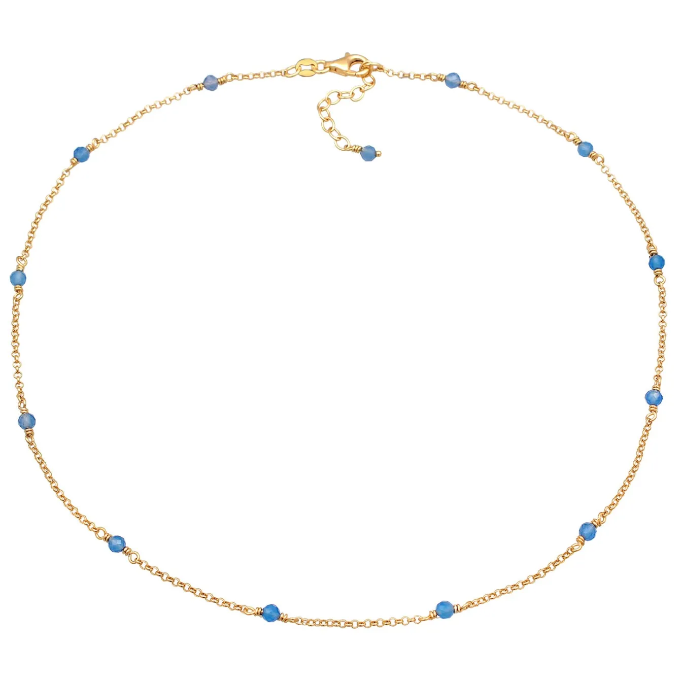 Elli "Halskette Beads | Achat (Blau)< Halsketten|Vergoldet