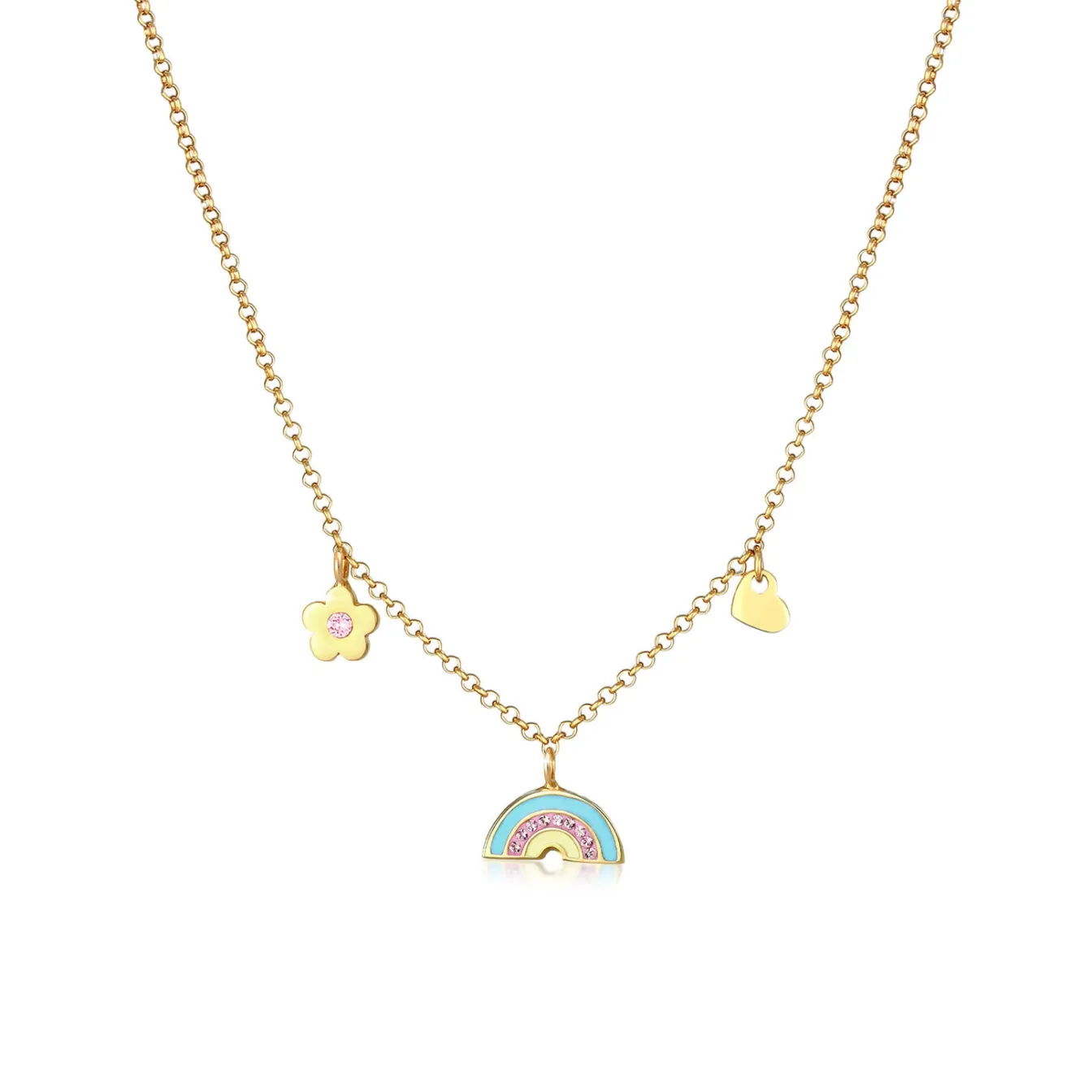 Elli "Halskette Blume | Kristall (Rosa)<Kinder Symbol-schmuck|Herz-schmuck