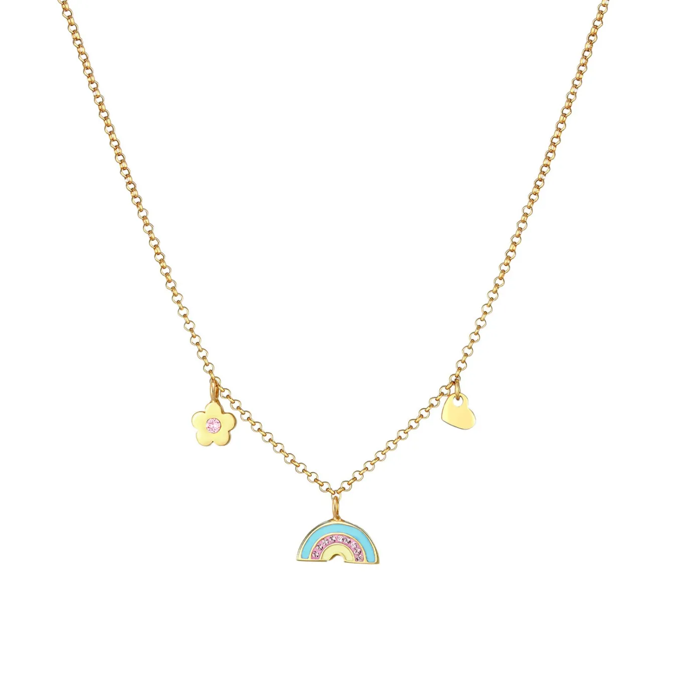 Elli "Halskette Blume | Kristall (Rosa)<Kinder Symbol-schmuck|Herz-schmuck