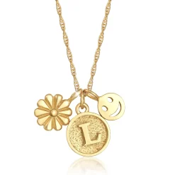 Elli "Halskette Blume Smiling Buchstabe< Symbol-schmuck|Personalisierter Schmuck