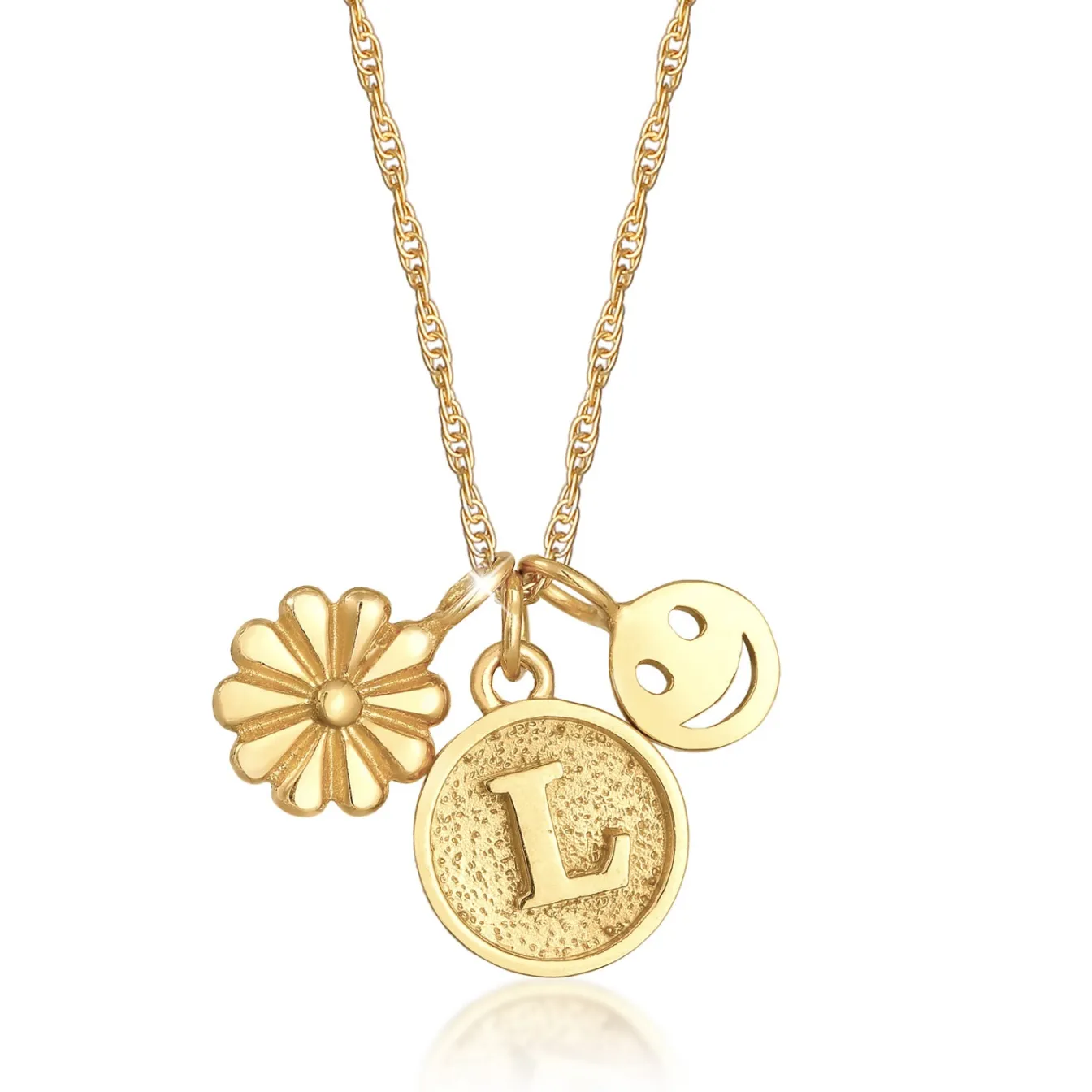 Elli "Halskette Blume Smiling Buchstabe< Symbol-schmuck|Personalisierter Schmuck