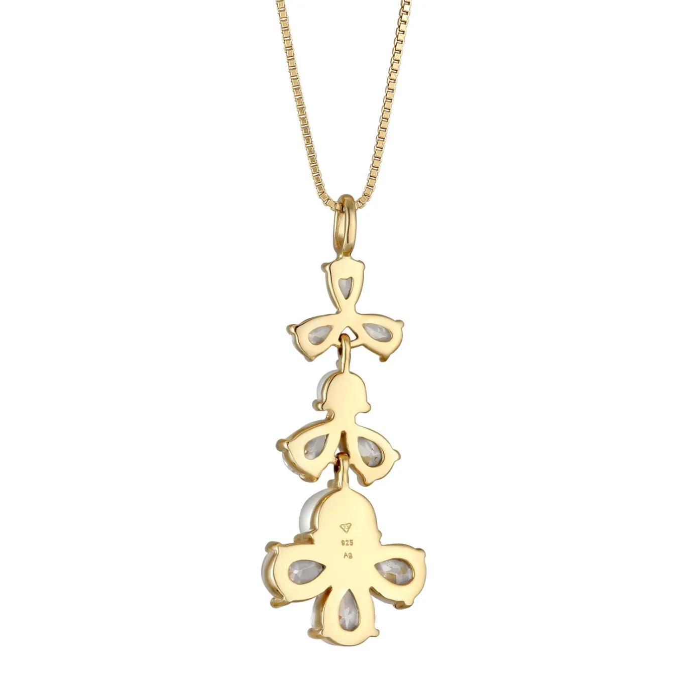 Elli "Halskette Blumen | Zirkonia (Weiß) & Süßwasserperlen< Vergoldet|Symbol-schmuck