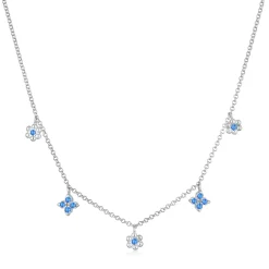 Elli "Halskette Blumen Anhänger | Kristalle (Blau)<Kinder Symbol-schmuck|Kinderschmuck