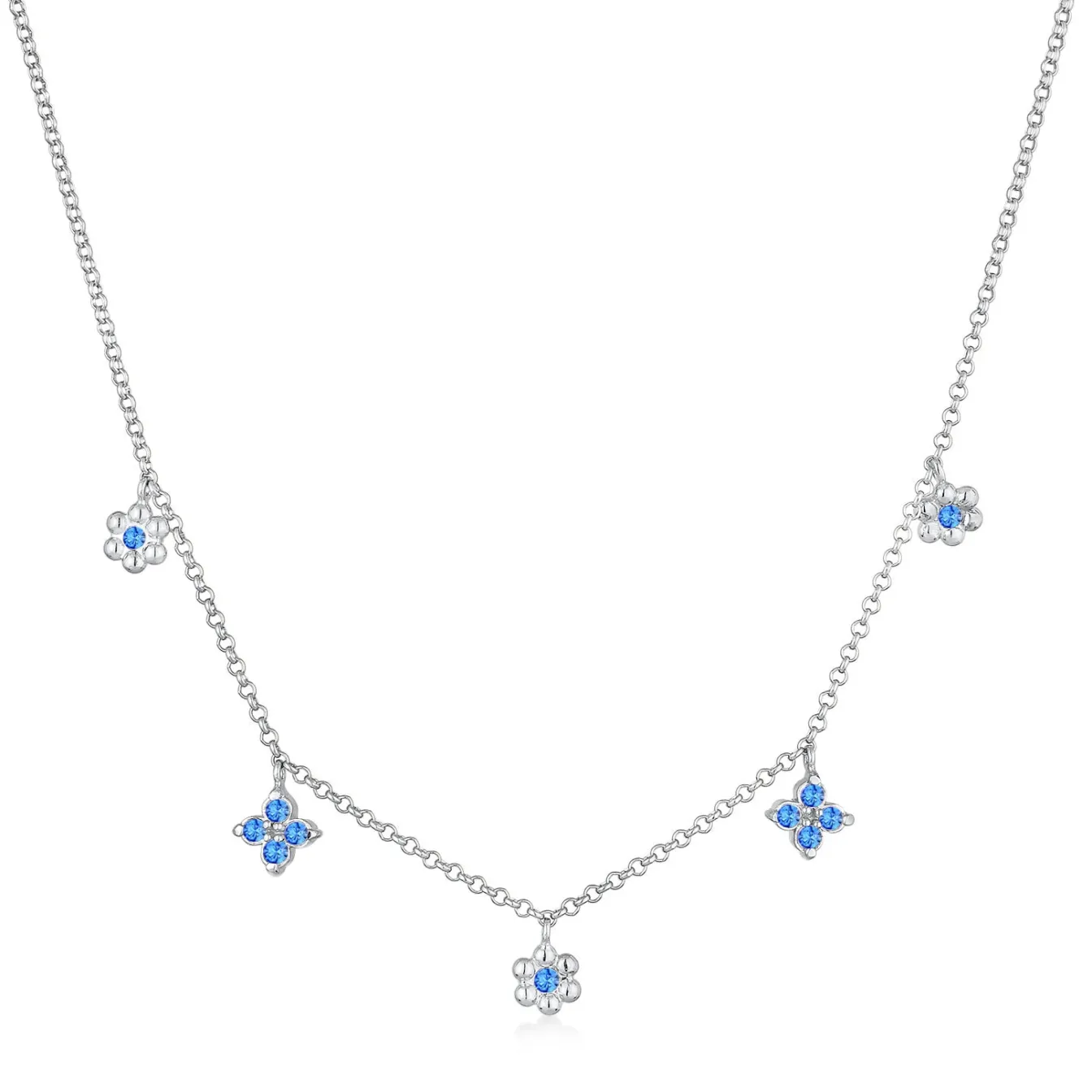 Elli "Halskette Blumen Anhänger | Kristalle (Blau)<Kinder Symbol-schmuck|Kinderschmuck