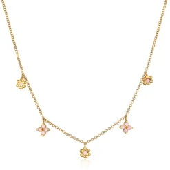 Elli "Halskette Blumen Anhänger | Kristalle (Blau)<Kinder Symbol-schmuck|Kinderschmuck