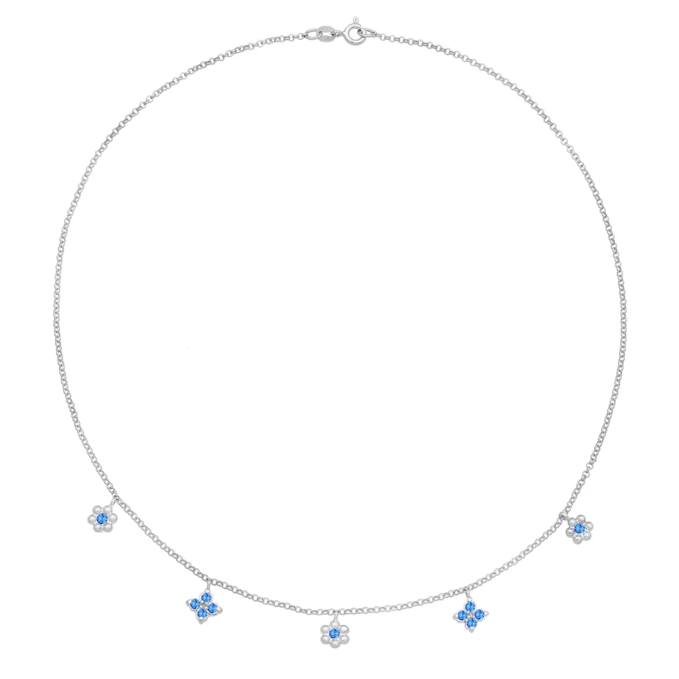 Elli "Halskette Blumen Anhänger | Kristalle (Blau)<Kinder Symbol-schmuck|Kinderschmuck