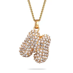 Elli "Halskette Bubble Buchstabe M | Kristalle (Weiß)< Vergoldet|Personalisierter Schmuck