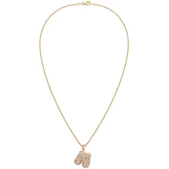 Elli "Halskette Bubble Buchstabe M | Kristalle (Weiß)< Vergoldet|Personalisierter Schmuck