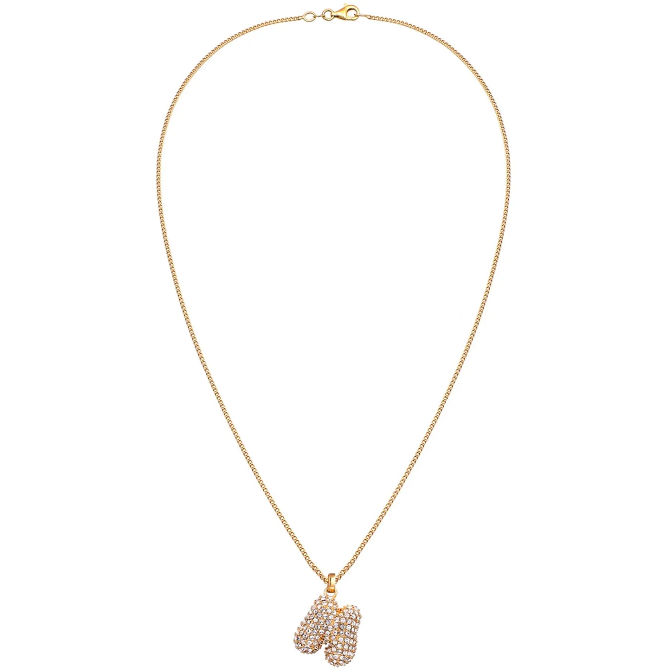 Elli "Halskette Bubble Buchstabe M | Kristalle (Weiß)< Vergoldet|Personalisierter Schmuck
