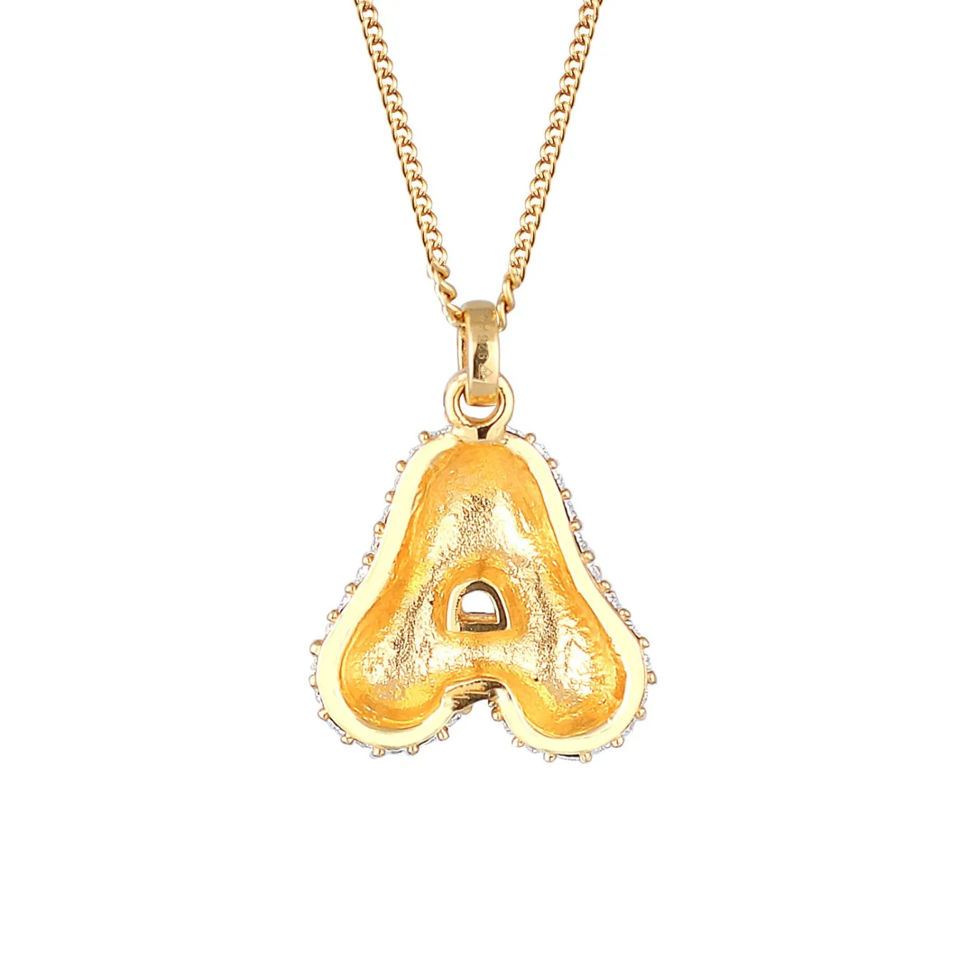 Elli "Halskette Bubble Buchstabe A | Kristalle (Weiß)< Vergoldet|Personalisierter Schmuck