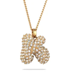 Elli "Halskette Bubble Buchstabe K | Kristalle (Weiß)< Vergoldet|Personalisierter Schmuck