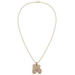 Elli "Halskette Bubble Buchstabe K | Kristalle (Weiß)< Vergoldet|Personalisierter Schmuck