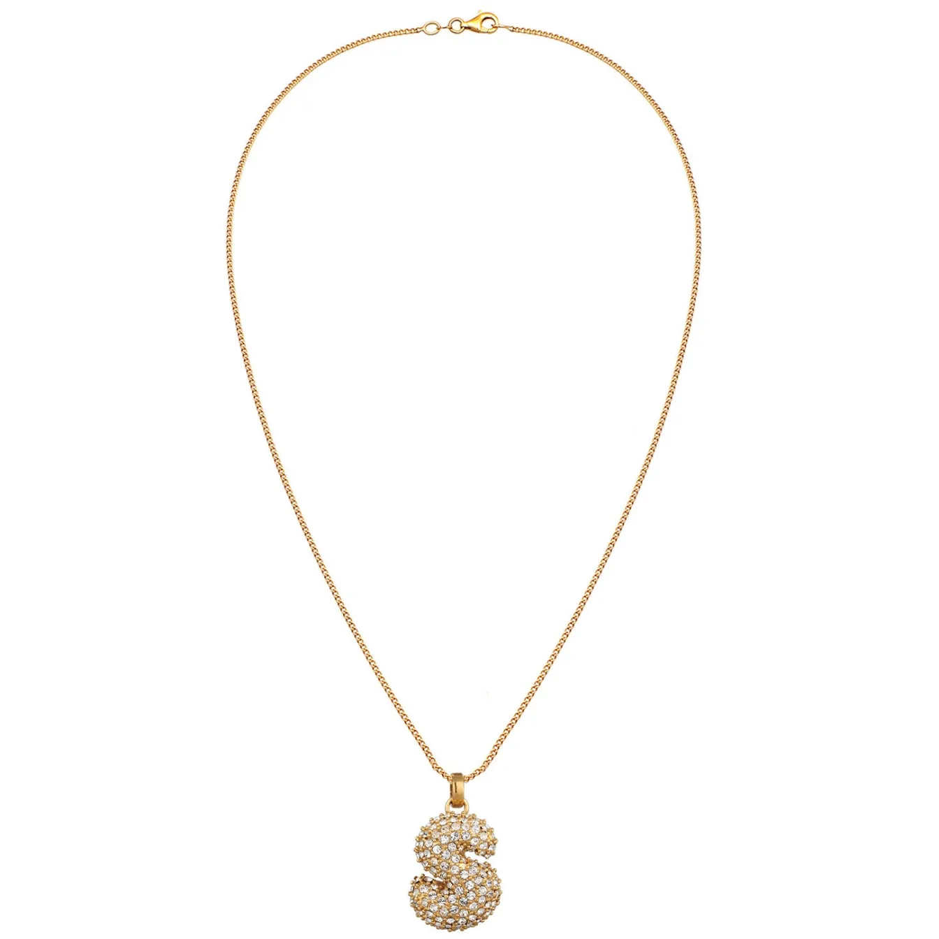 Elli "Halskette Bubble Buchstabe S | Kristalle (Weiß)< Vergoldet|Personalisierter Schmuck