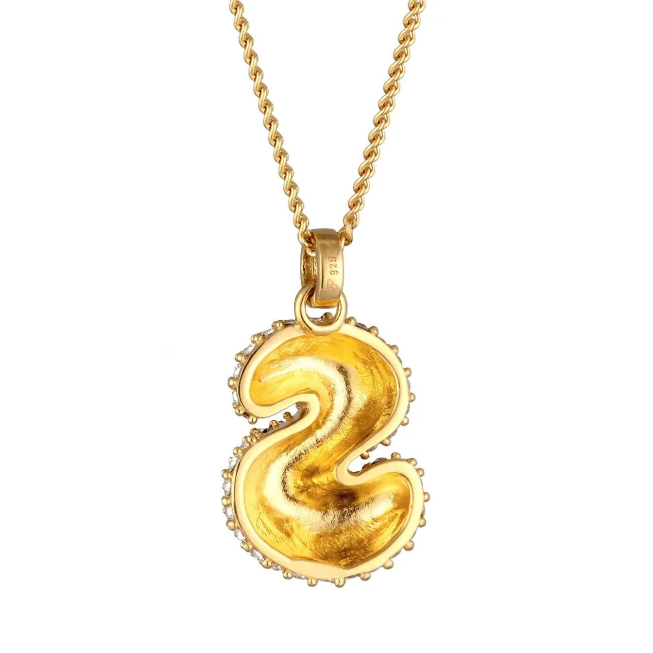 Elli "Halskette Bubble Buchstabe S | Kristalle (Weiß)< Vergoldet|Personalisierter Schmuck