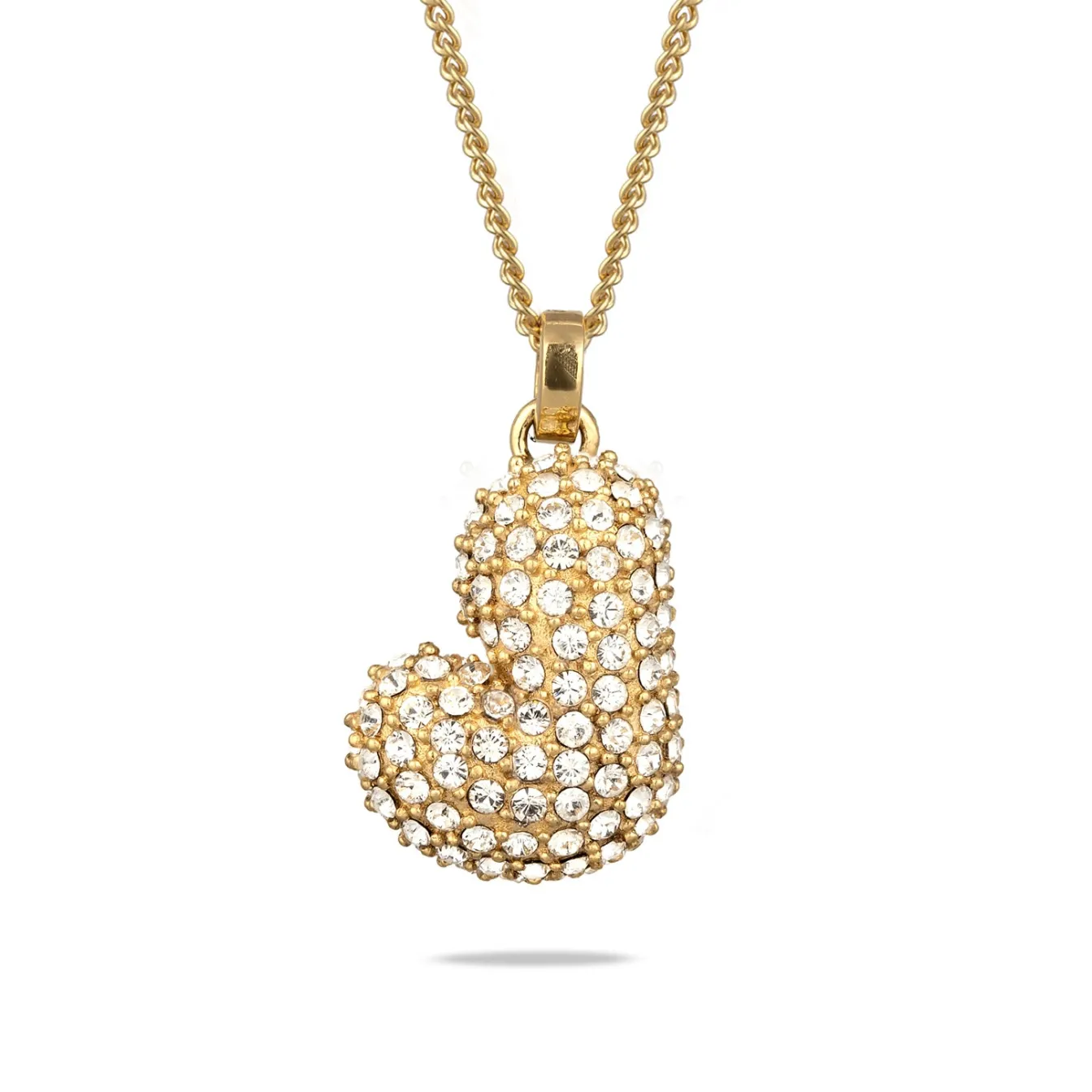 Elli "Halskette Bubble Buchstabe J | Kristalle (Weiß)< Vergoldet|Personalisierter Schmuck