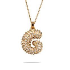 Elli "Halskette Bubble Buchstabe G | Kristalle (Weiß)< Vergoldet|Personalisierter Schmuck