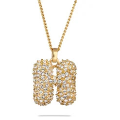 Elli "Halskette Bubble Buchstabe H | Kristalle (Weiß)< Vergoldet|Personalisierter Schmuck