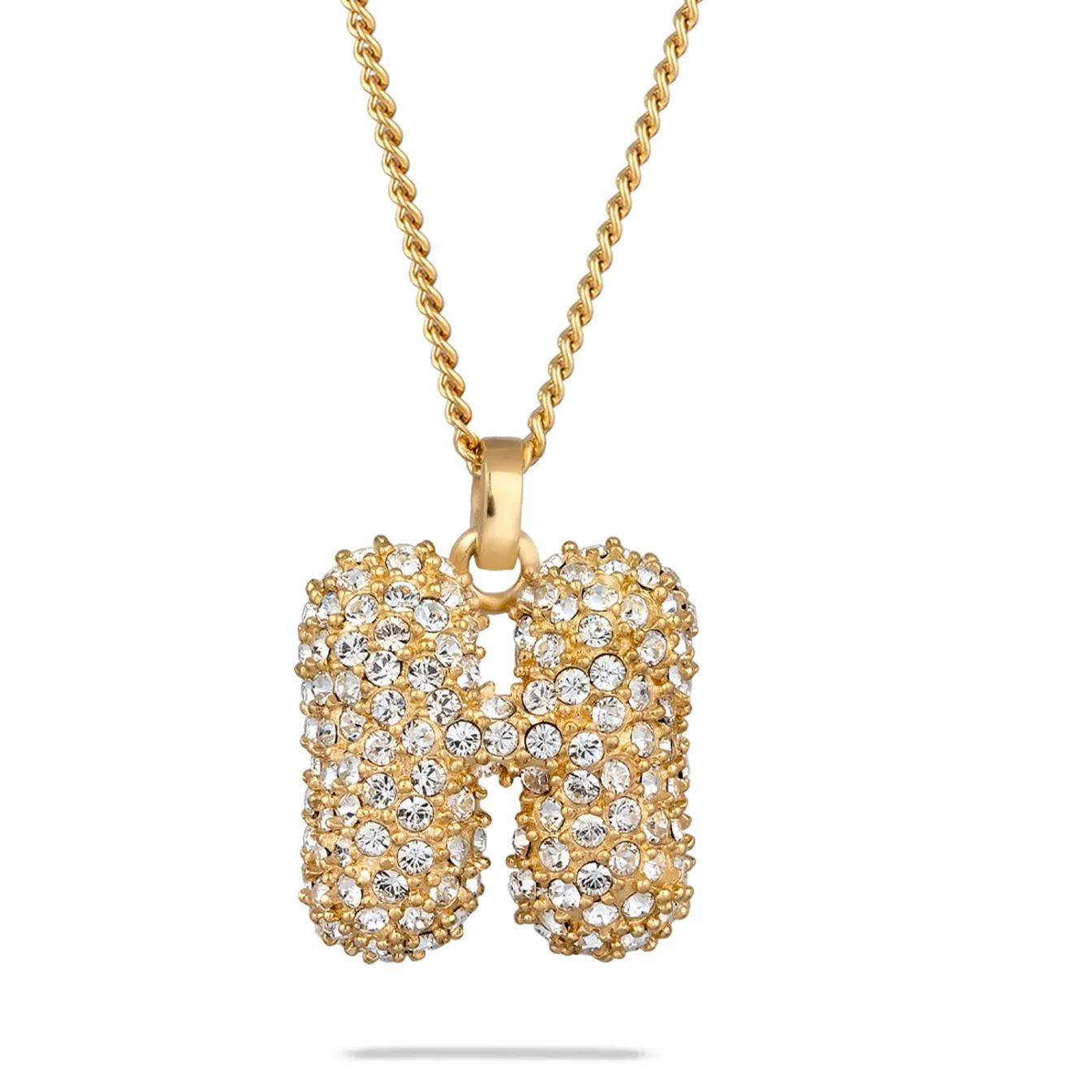 Elli "Halskette Bubble Buchstabe H | Kristalle (Weiß)< Vergoldet|Personalisierter Schmuck