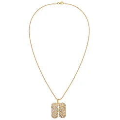 Elli "Halskette Bubble Buchstabe H | Kristalle (Weiß)< Vergoldet|Personalisierter Schmuck