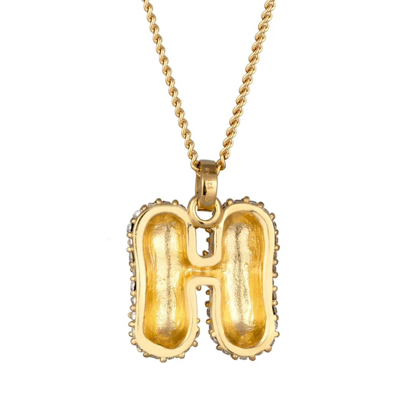 Elli "Halskette Bubble Buchstabe H | Kristalle (Weiß)< Vergoldet|Personalisierter Schmuck