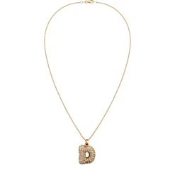 Elli "Halskette Bubble Buchstabe D | Kristalle (Weiß)< Vergoldet|Personalisierter Schmuck