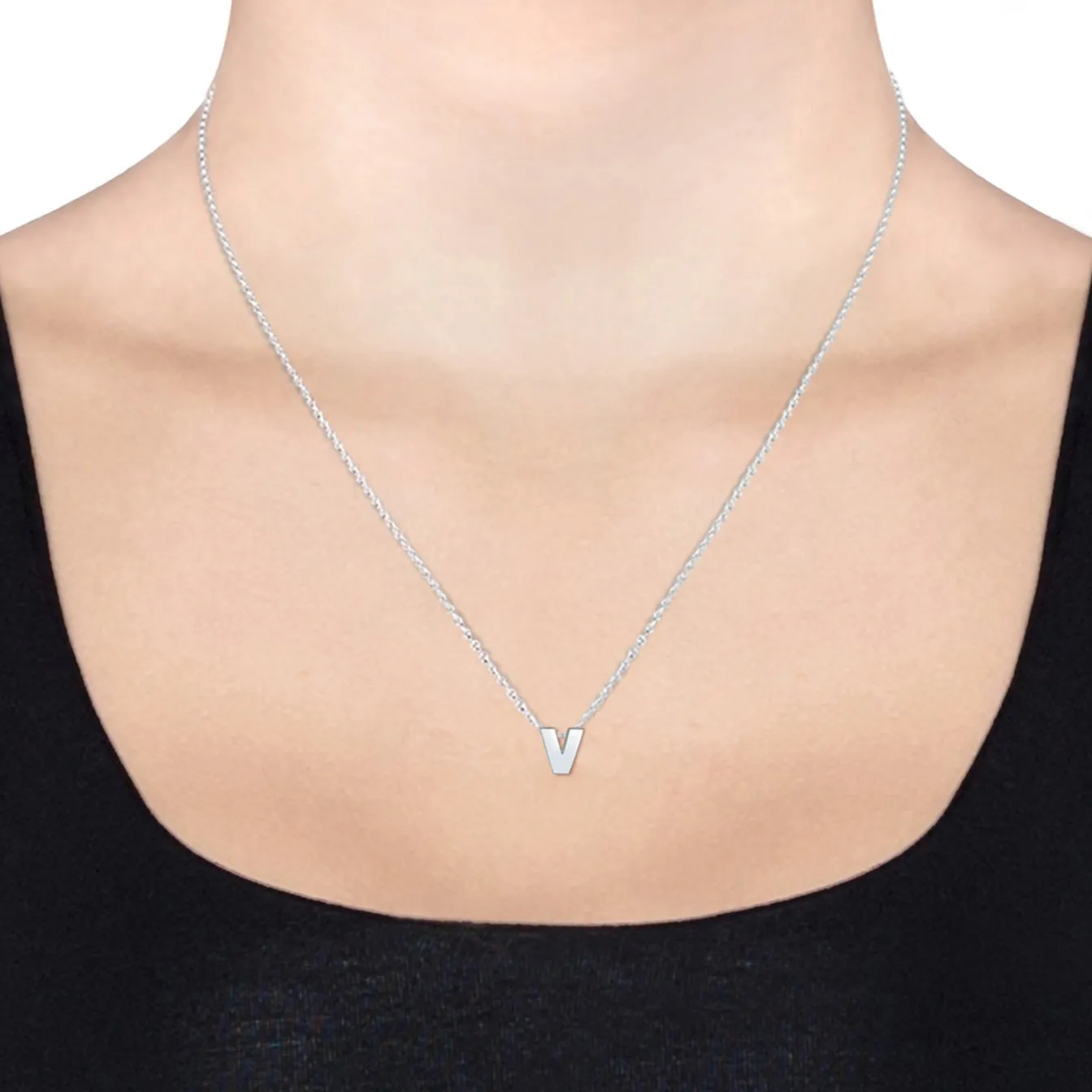 Elli "Halskette Buchstabe V< Personalisierter Schmuck|Halsketten
