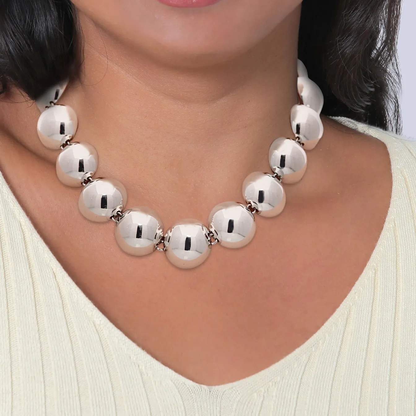 Elli "Halskette Chunky Kugeln< Halsketten|Silber