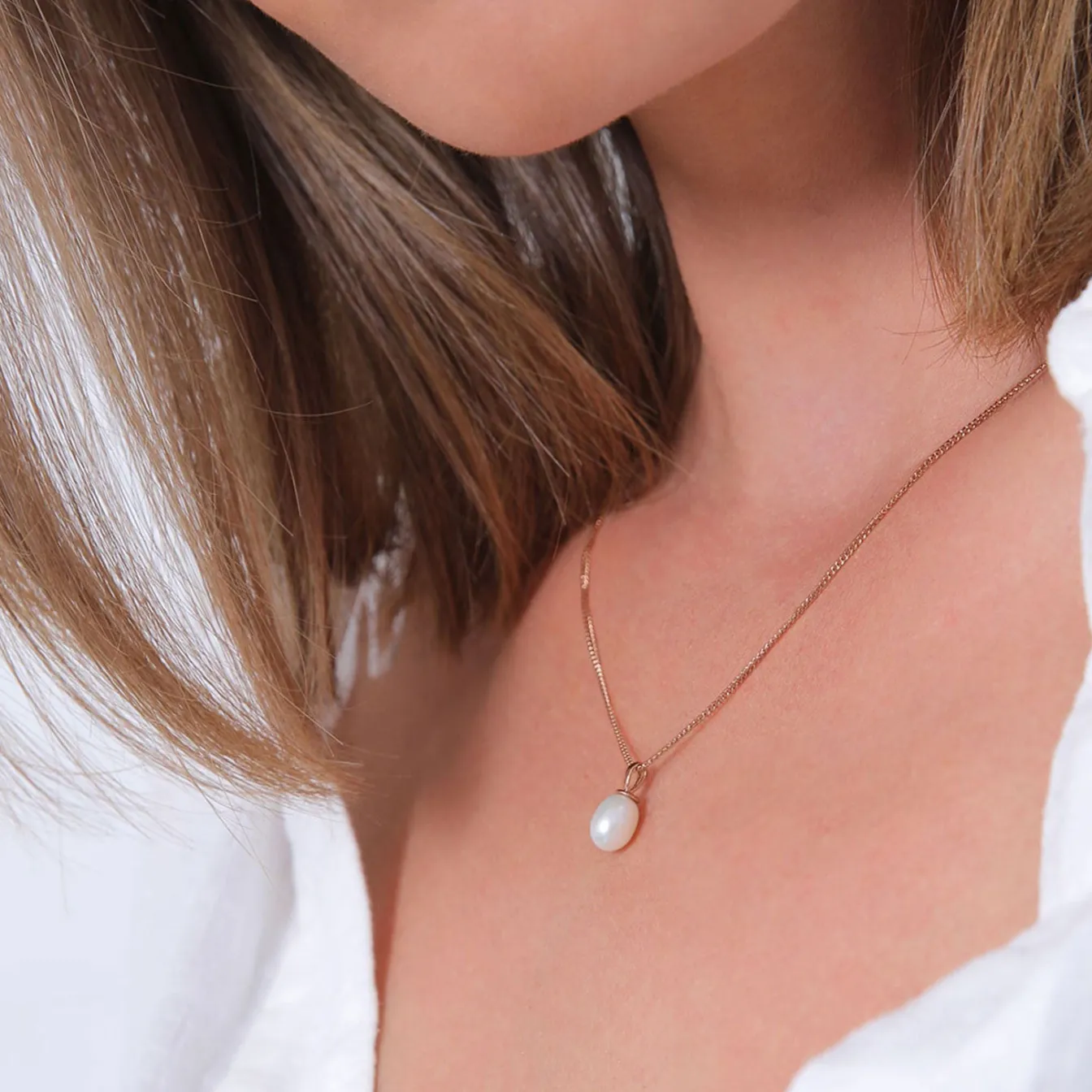 Elli "Halskette Elegant | Süßwasserzuchtperle< Roségold|Perlen