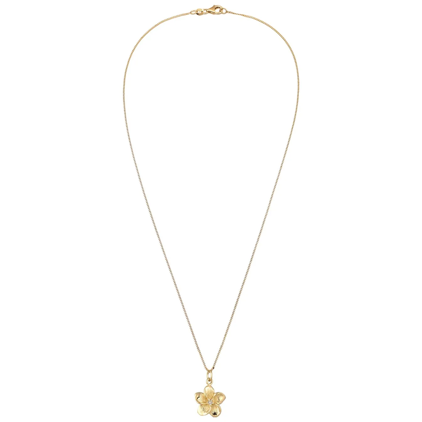 Elli "Halskette Frangipani Blüte | Kristall (Weiß)< Vergoldet|Symbol-schmuck