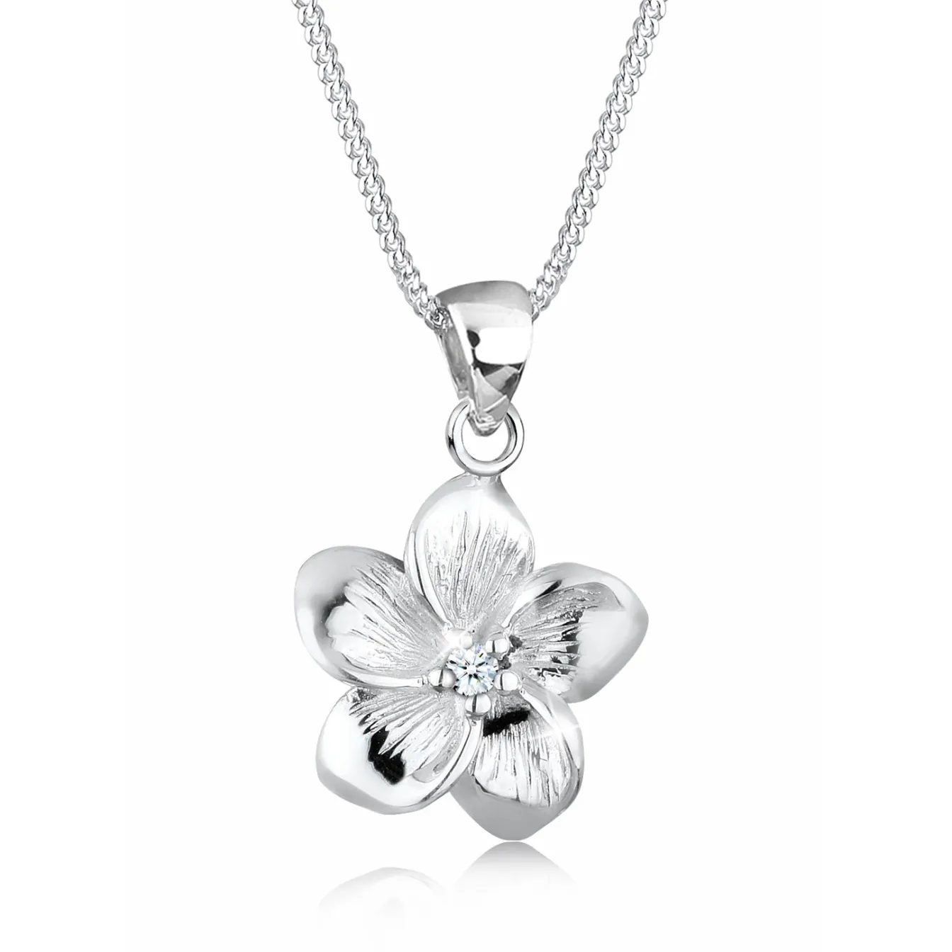 Elli "Halskette Frangipani Blüte | Diamant (Weiß, 0,03 ct)< Roségold|Symbol-schmuck