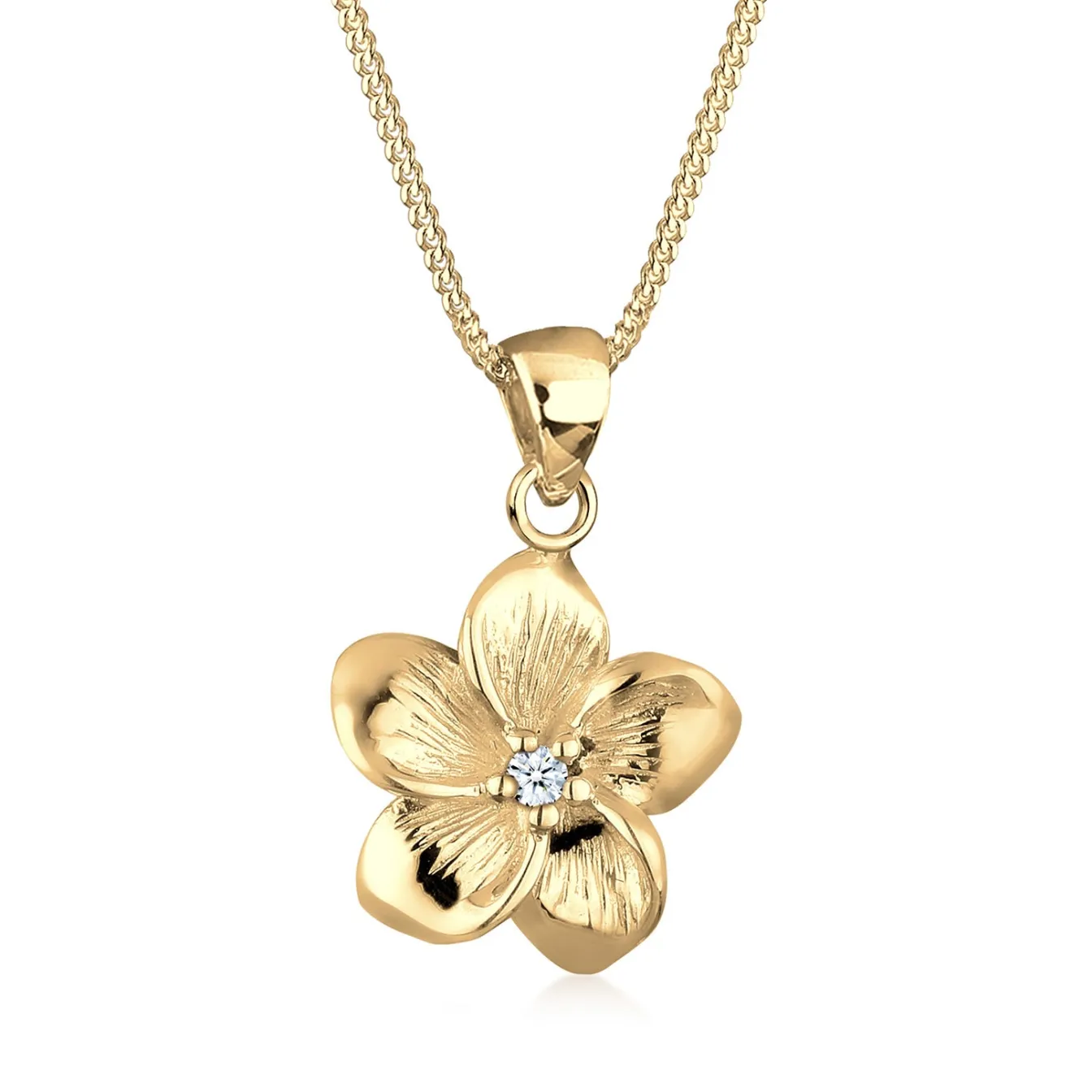 Elli "Halskette Frangipani Blüte | Diamant (Weiß, 0,03 ct)< Roségold|Symbol-schmuck