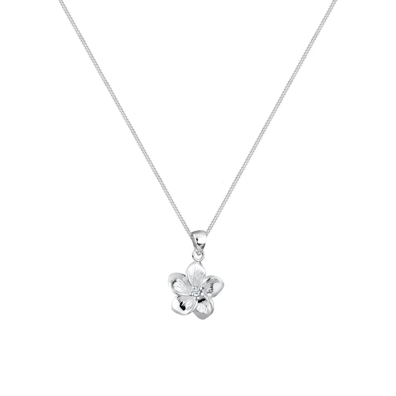 Elli "Halskette Frangipani Blüte | Diamant (Weiß, 0,03 ct)< Roségold|Symbol-schmuck
