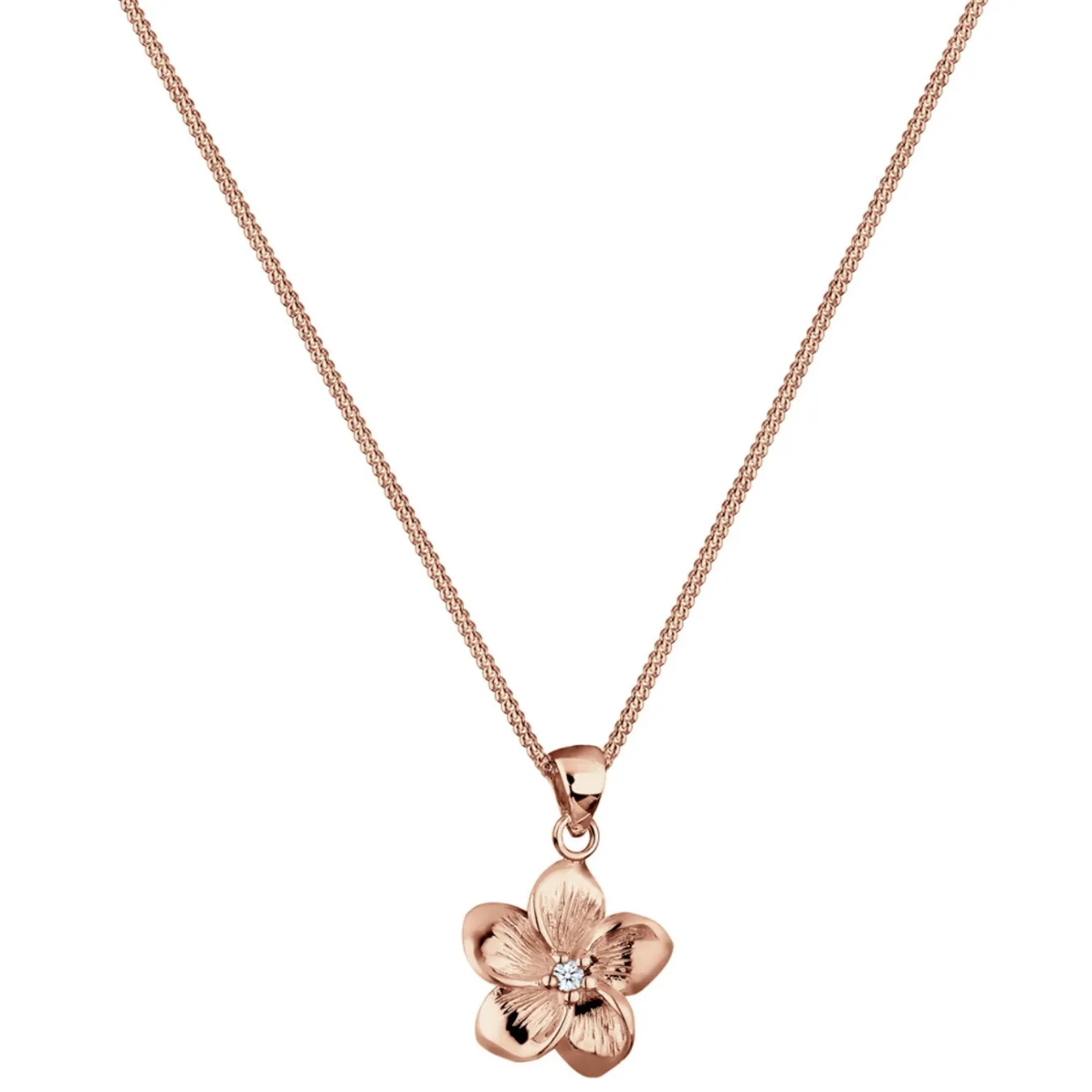 Elli "Halskette Frangipani Blüte | Diamant (Weiß, 0,03 ct)< Roségold|Symbol-schmuck