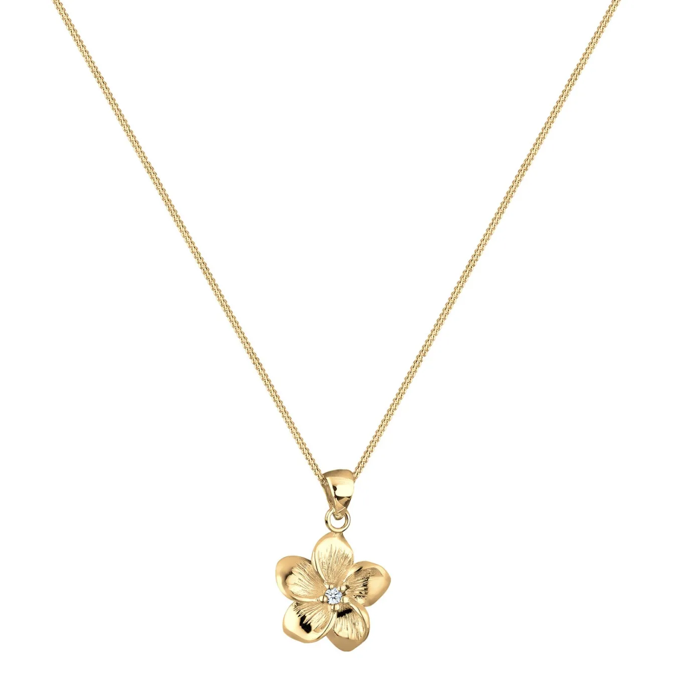 Elli "Halskette Frangipani Blüte | Diamant (Weiß, 0,03 ct)< Roségold|Symbol-schmuck