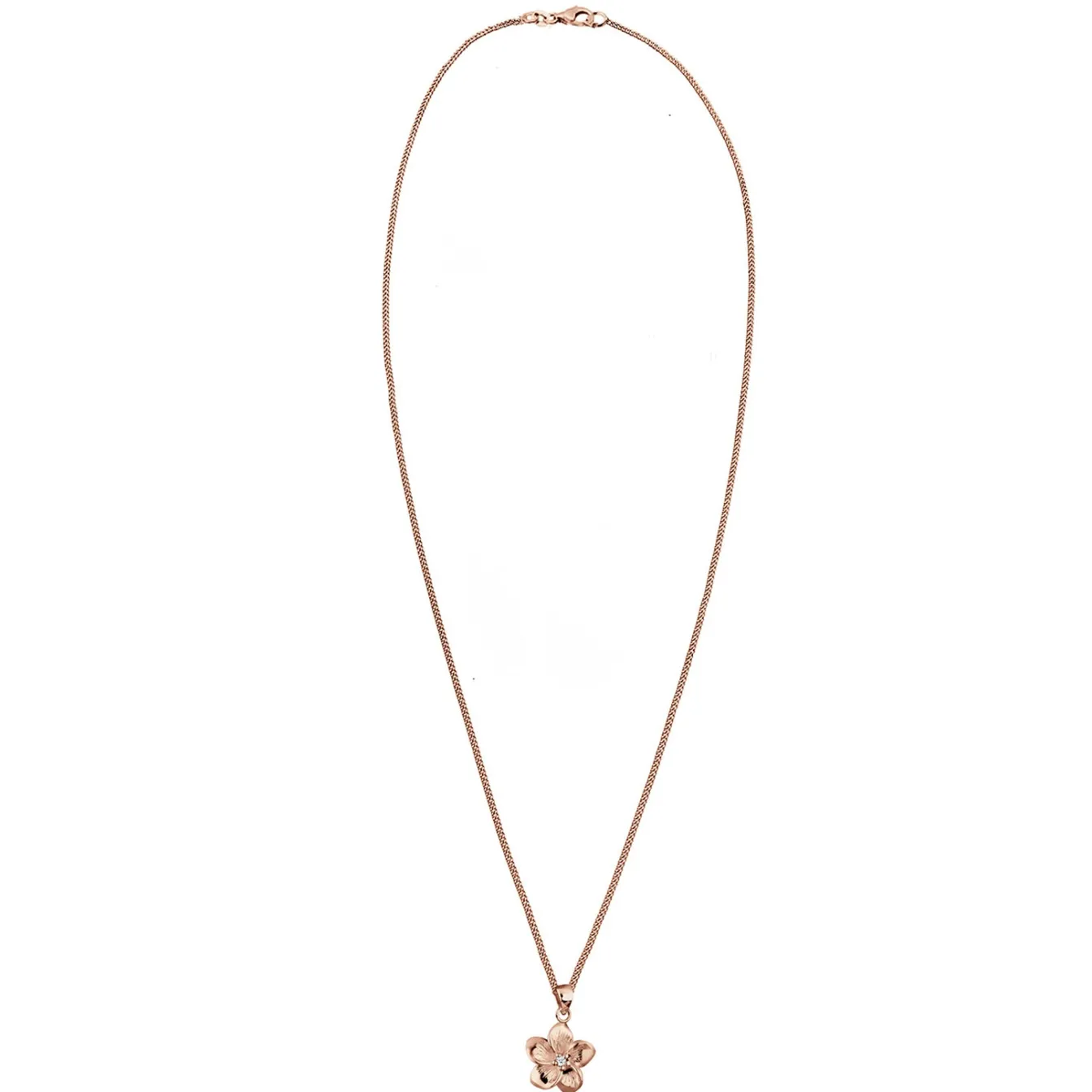 Elli "Halskette Frangipani Blüte | Diamant (Weiß, 0,03 ct)< Roségold|Symbol-schmuck