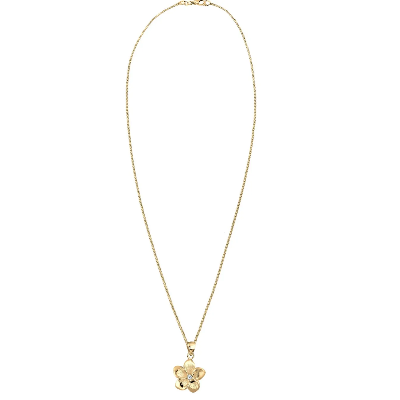 Elli "Halskette Frangipani Blüte | Diamant (Weiß, 0,03 ct)< Roségold|Symbol-schmuck