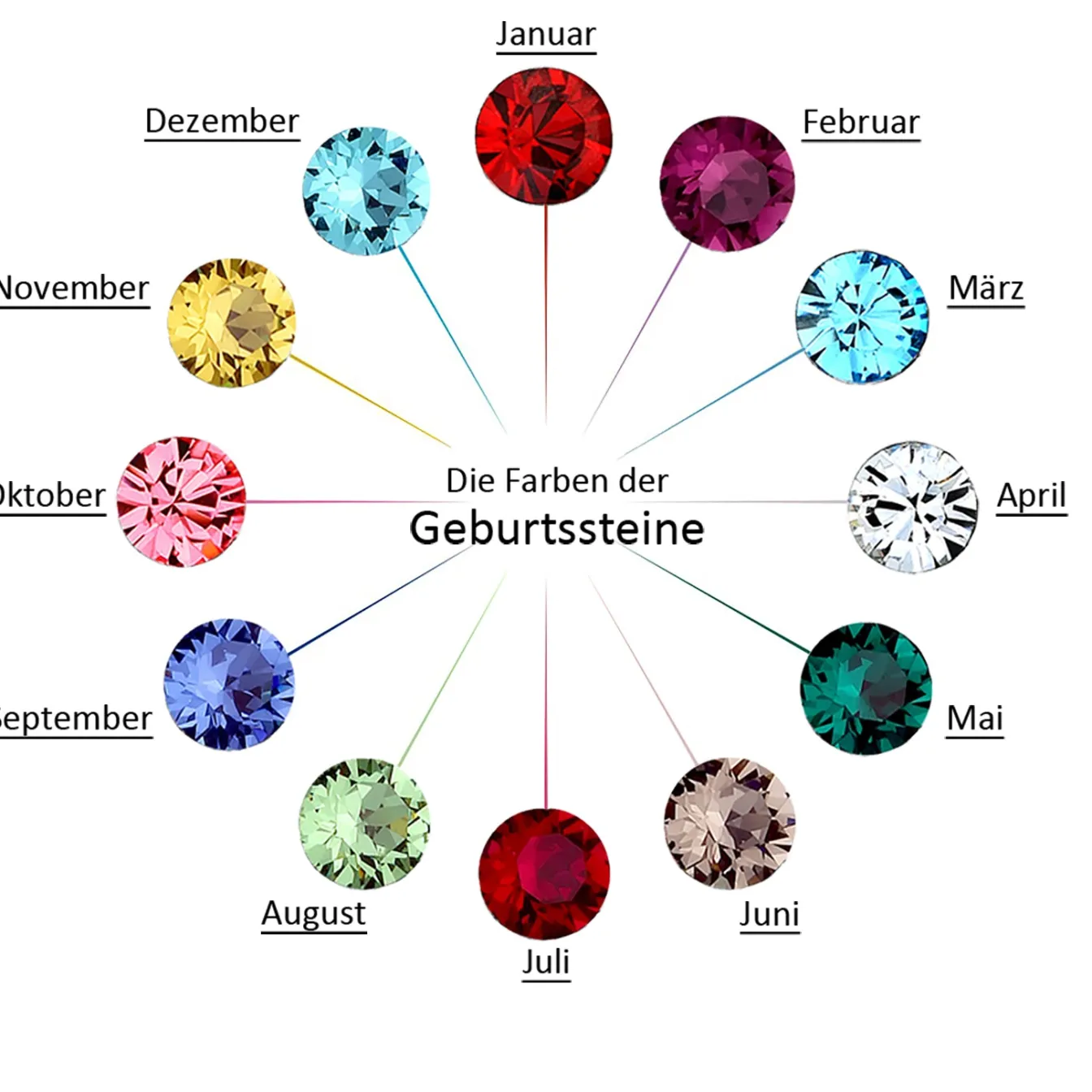 Elli "Halskette Geburtsstein | Kristall (Weiß)< Halsketten|Vergoldet