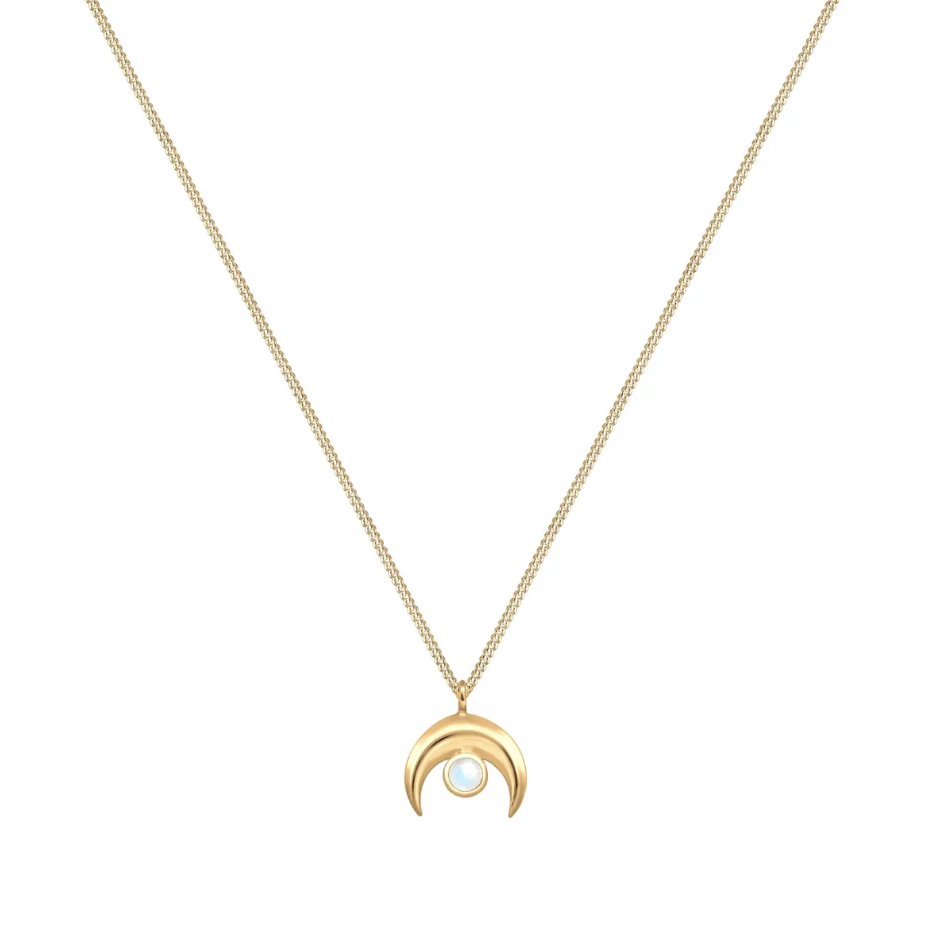 Elli "Halskette Halbmond | Mondstein (Weiß)< Symbol-schmuck|Halsketten