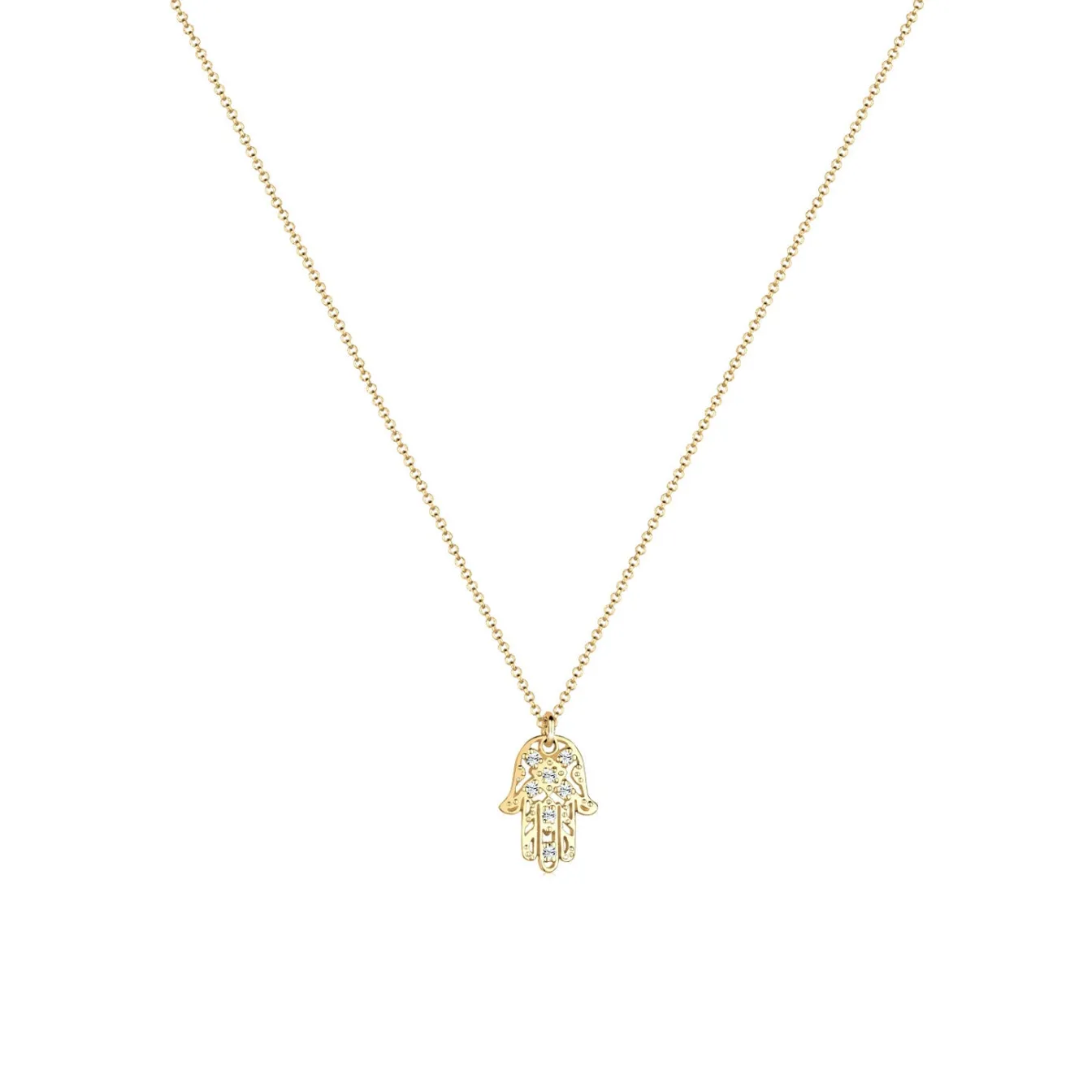 Elli "Halskette Hamsa Hand | Kristall (Weiß)< Symbol-schmuck|Halsketten