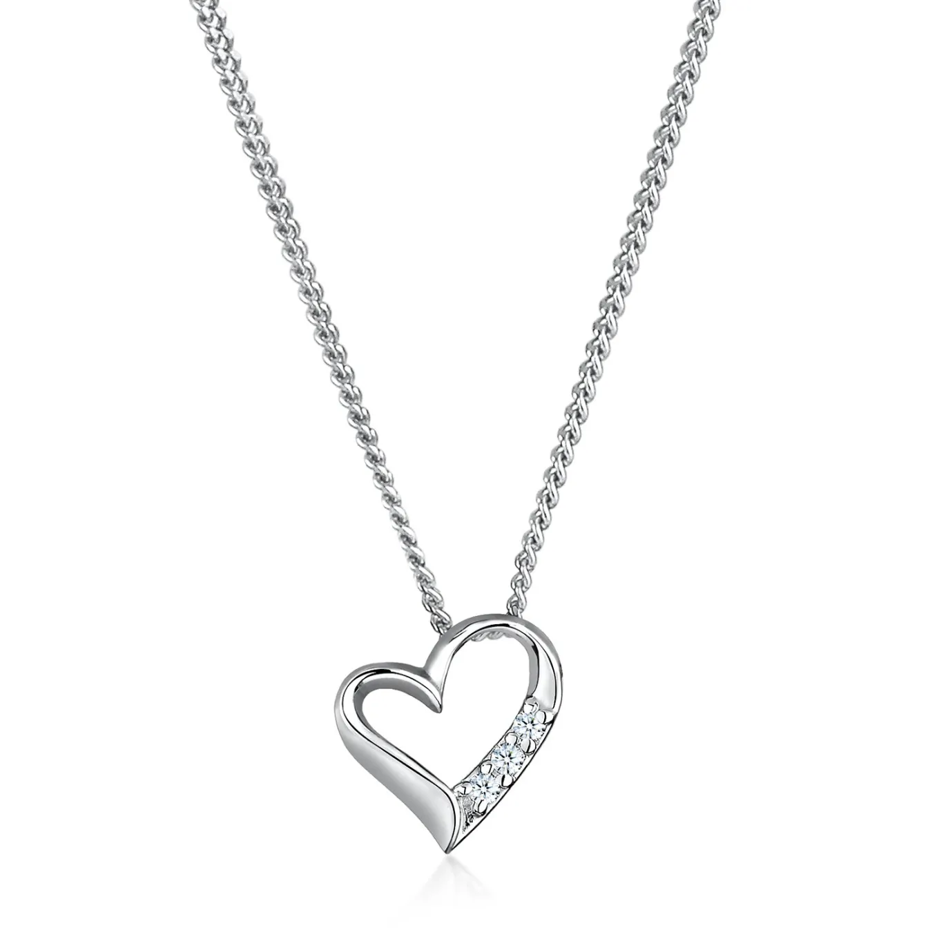 Elli "Halskette Herz | Diamant (Weiß, 0,045 ct)< Silber|Roségold