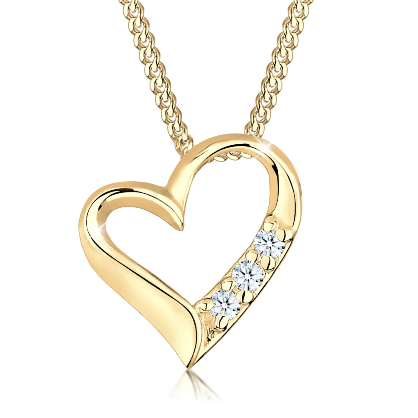 Elli "Halskette Herz | Diamant (Weiß, 0,045 ct)< Silber|Roségold
