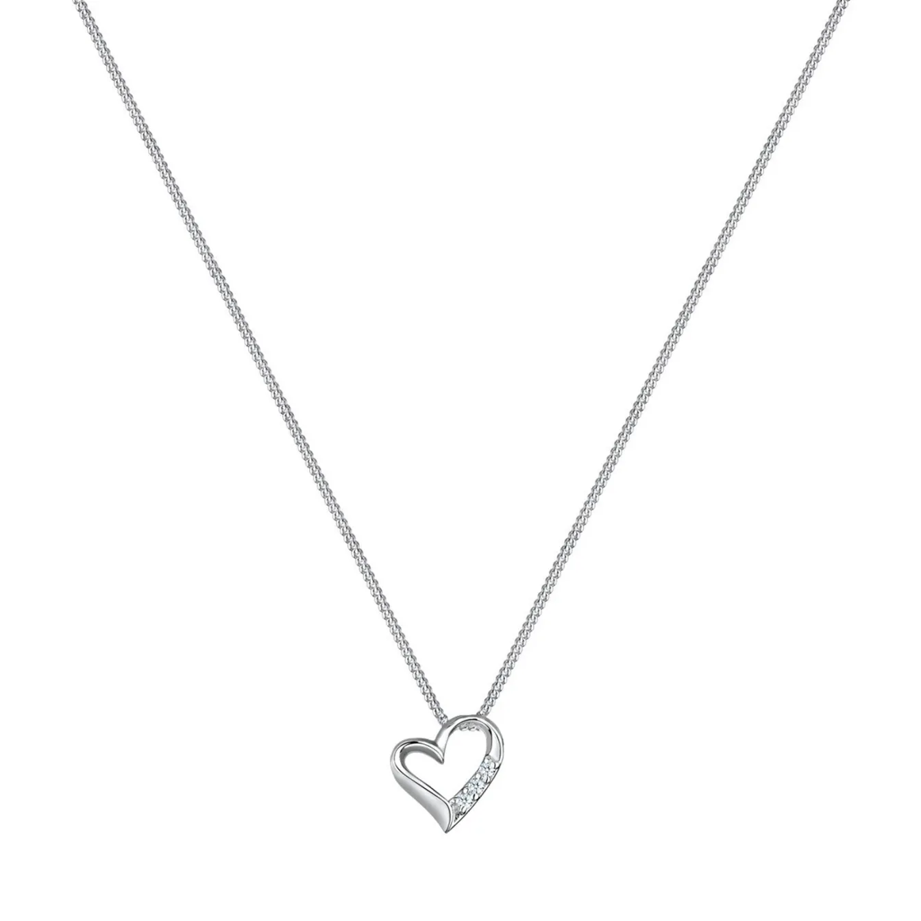 Elli "Halskette Herz | Diamant (Weiß, 0,045 ct)< Silber|Roségold