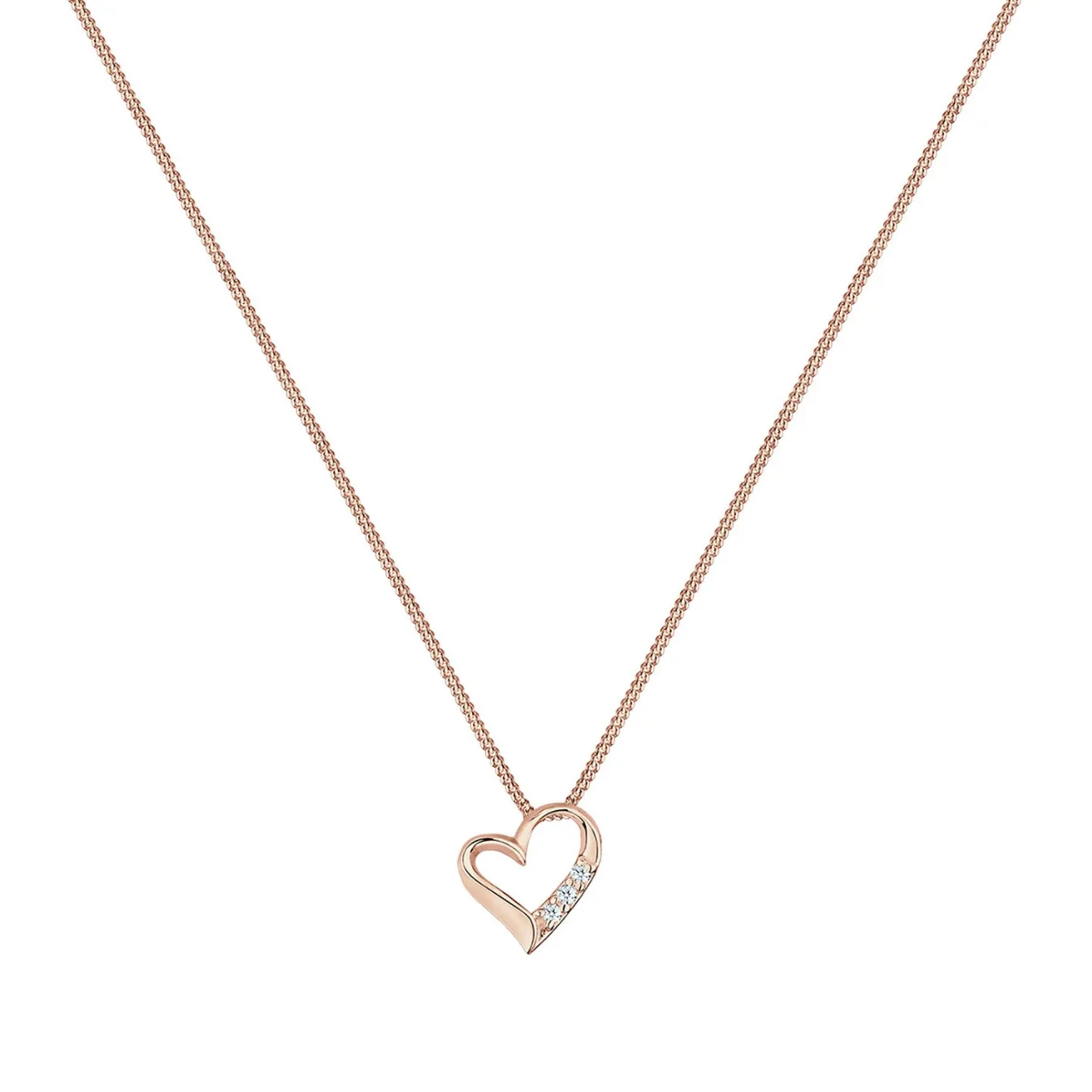 Elli "Halskette Herz | Diamant (Weiß, 0,045 ct)< Silber|Roségold