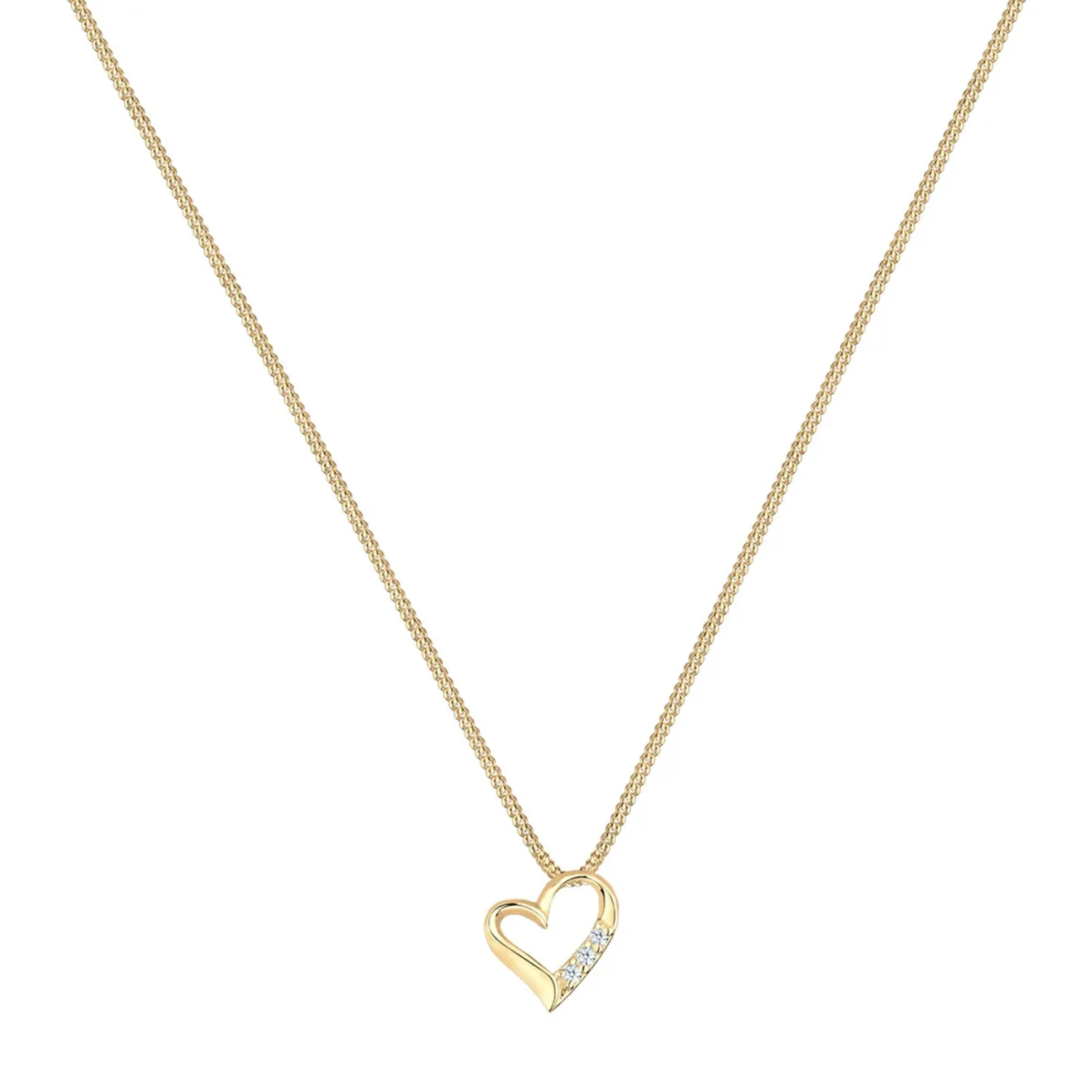 Elli "Halskette Herz | Diamant (Weiß, 0,045 ct)< Silber|Roségold