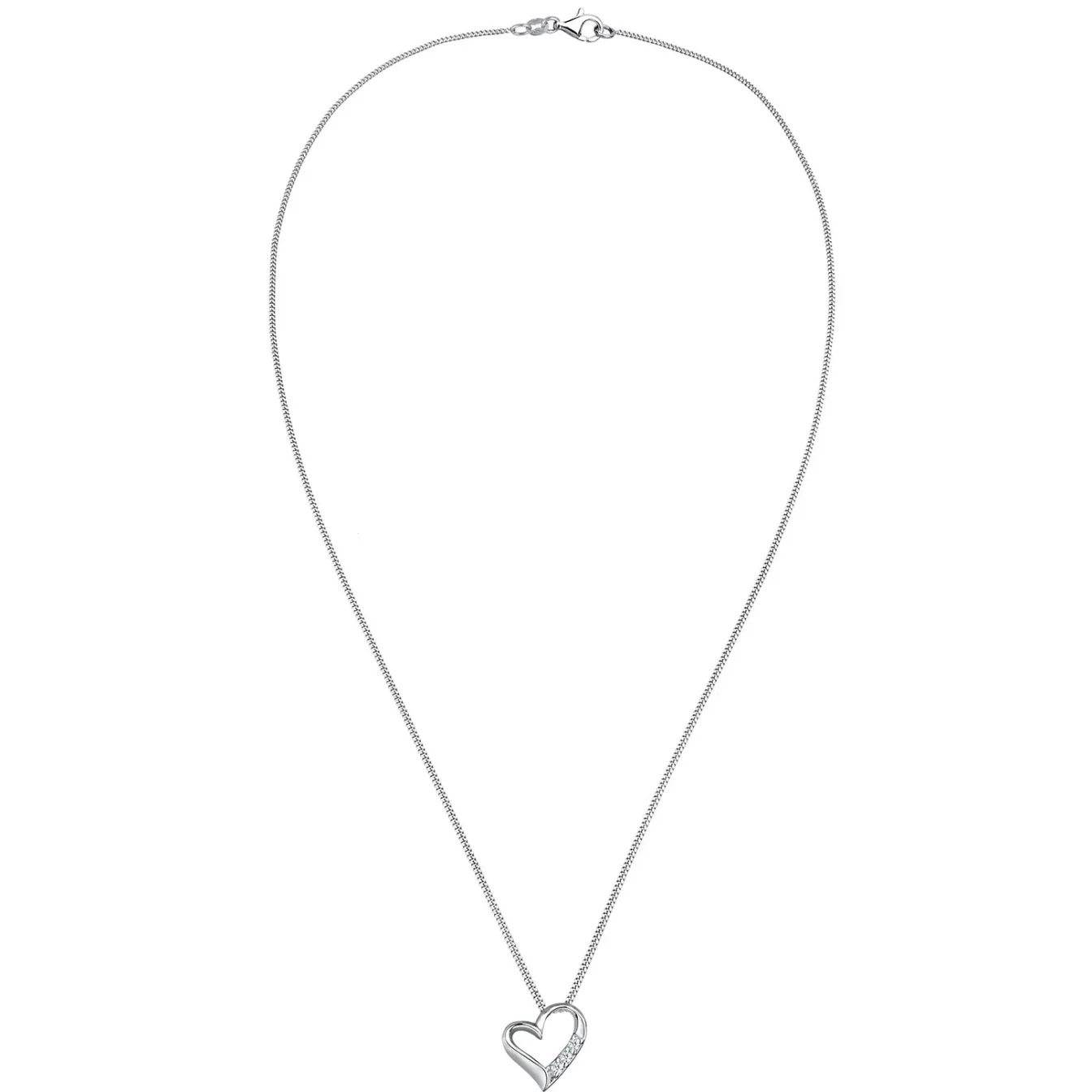 Elli "Halskette Herz | Diamant (Weiß, 0,045 ct)< Silber|Roségold