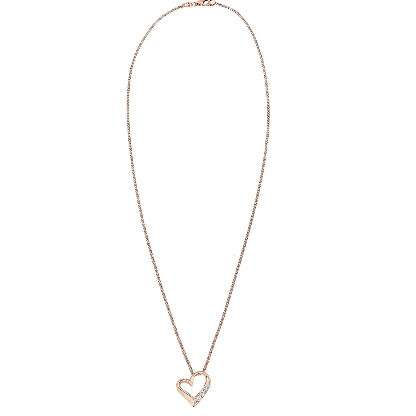 Elli "Halskette Herz | Diamant (Weiß, 0,045 ct)< Silber|Roségold