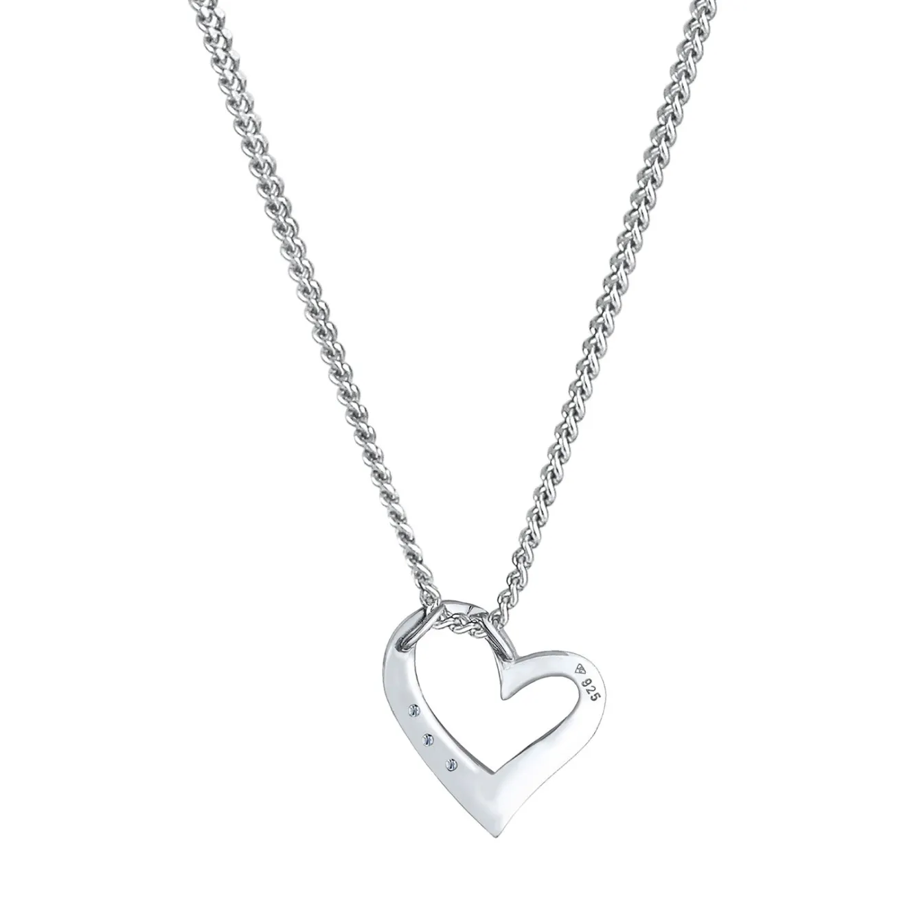 Elli "Halskette Herz | Diamant (Weiß, 0,045 ct)< Silber|Roségold
