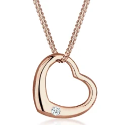 Elli "Halskette Herz | Diamant (Weiß, 0.03 ct)< Roségold|Symbol-schmuck