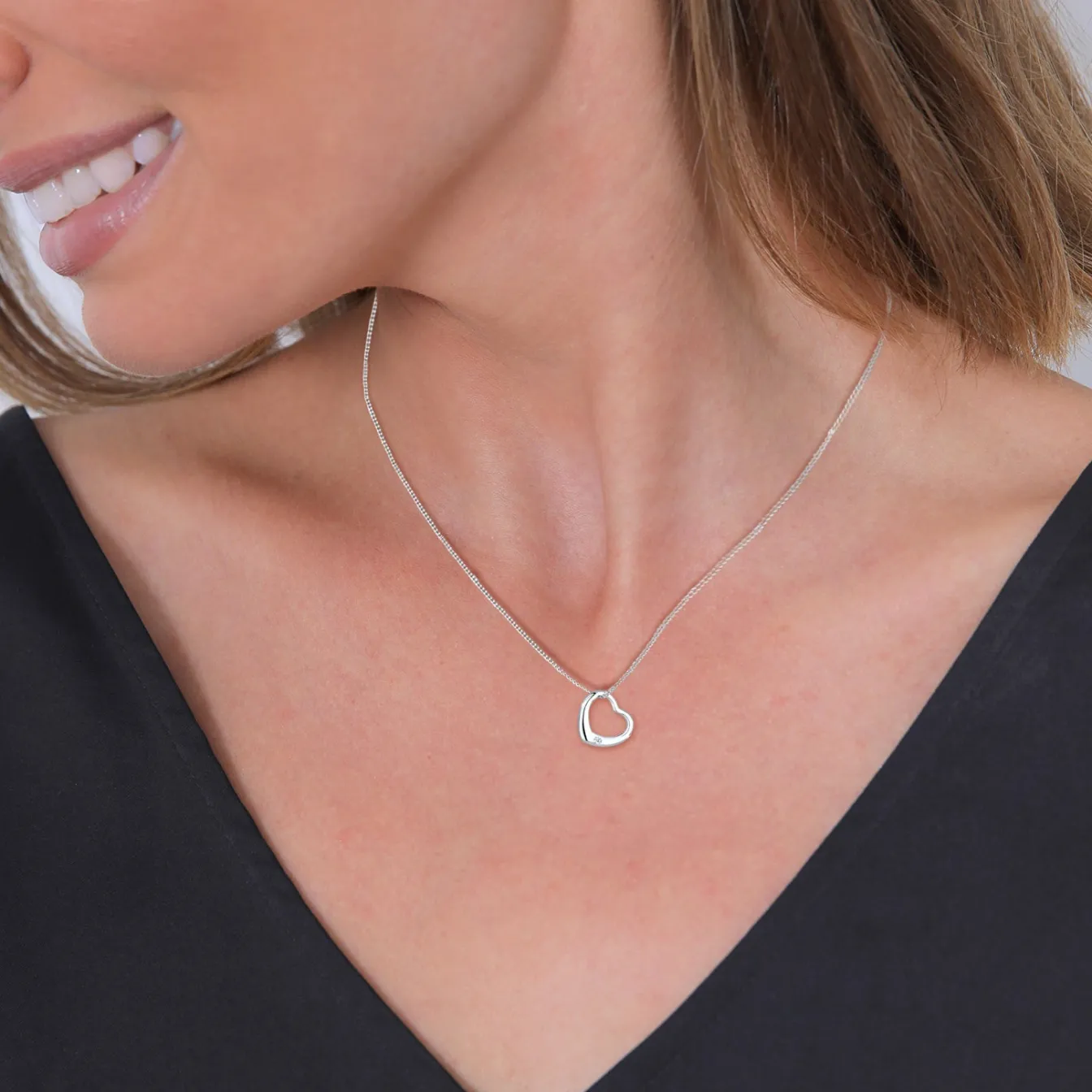 Elli "Halskette Herz | Diamant (Weiß, 0.03 ct)< Roségold|Symbol-schmuck